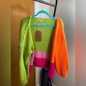 Color block knitted cardigan